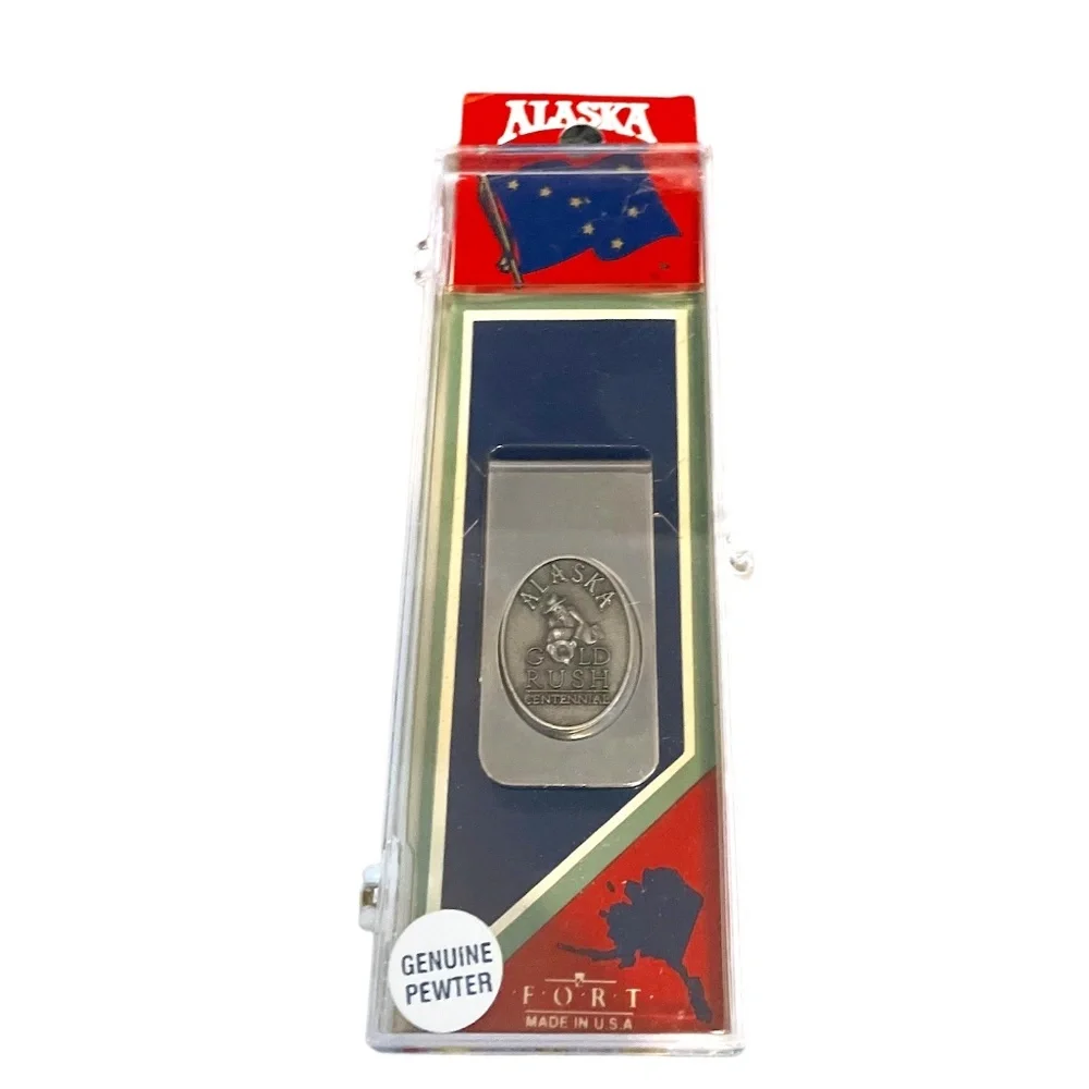 ALASKA GENUINE PEWTER MONEY CLIP Made In USA,‎ NIB